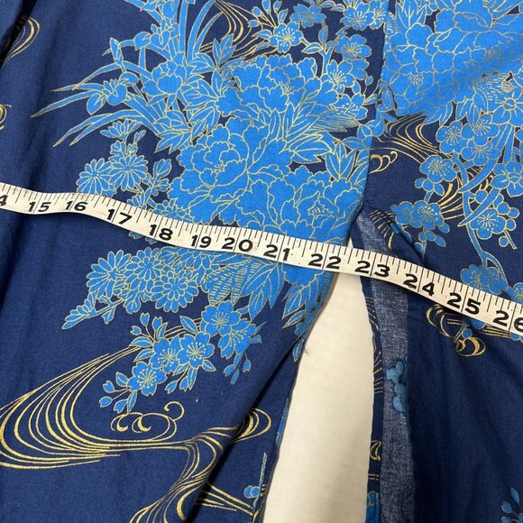 Kimono Made In Japan Unisex S Traditional Blue Asian‎ Floral Print Robe Lounge - Picture 6 of 6